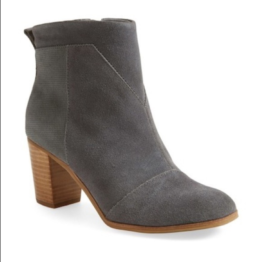 Toms Women Lunata Side Zipper Ankle Booties Grey 8